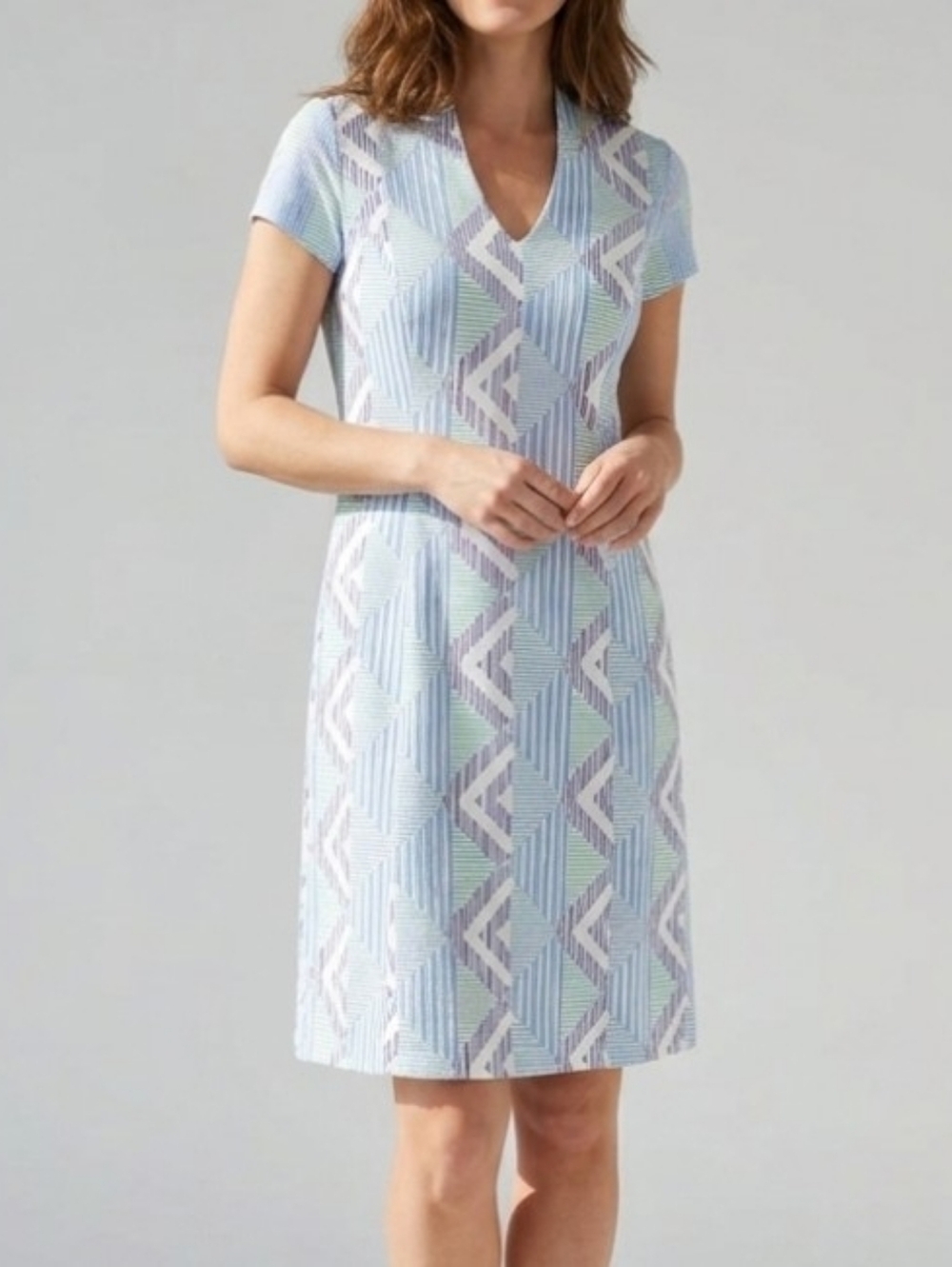 NWT J McLaughlin Ivana Blue White Dress Striped Geometric Print Sz XS